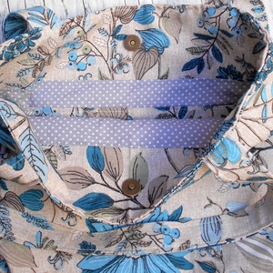 Beige alapon türkizkék virág-levél mintás válltáska - táska & tok - kézitáska & válltáska - válltáska - Meska.hu