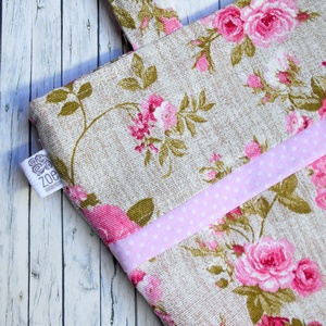 Beige alapon rózsaszín rózsa mintás válltáska - táska & tok - kézitáska & válltáska - válltáska - Meska.hu