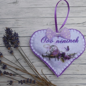 Óvó néninek pedagógus napra/Óvodai búcsúztatóra készült levendulás szív, Otthon & Életmód, Dekoráció, Fali és függő dekoráció, Függődísz, Varrás, MESKA