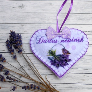 Dadus néninek pedagógus napra/Óvodai búcsúztatóra készült levendulás szív , Otthon & Életmód, Dekoráció, Fali és függő dekoráció, Függődísz, Varrás, MESKA