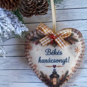 Békés karácsonyt! vintage stílusú karácsonyfa dísz - Meska.hu