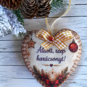 Áldott, szép karácsonyt! vintage stílusú karácsonyfa dísz - Meska.hu