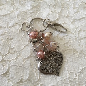 Rózsaszín szív kulcstartó,táskadísz - táska & tok - kulcstartó & táskadísz - táskadísz - Meska.hu