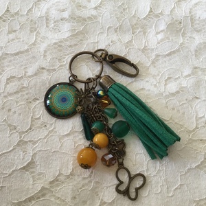 Türkiz zöld-napsárga kulcstartó,táskadísz - táska & tok - kulcstartó & táskadísz - táskadísz - Meska.hu