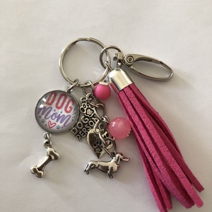 Kutyusos kulcstartó,táskadísz pink, Táska & Tok, Kulcstartó & Táskadísz, Táskadísz, Ékszerkészítés, Meska