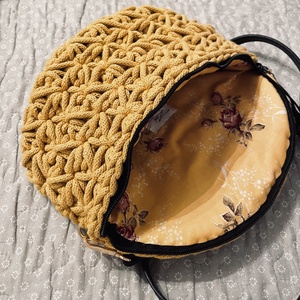 Mustár horgolt crossbody táska,övtáska - táska & tok - kézitáska & válltáska - válltáska - Meska.hu