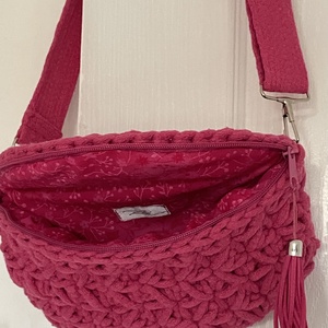 Pink,rózsaszín vagy barna horgolt crossbody táska - Meska.hu