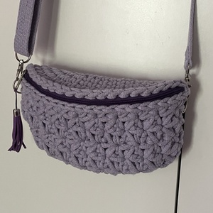 Púder rózsaszín és levendula horgolt crossbody táska - Meska.hu