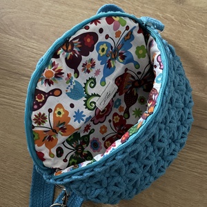 Türkiz horgolt crossbody táska,övtáska - táska & tok - kézitáska & válltáska - válltáska - Meska.hu