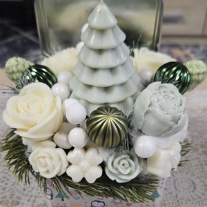 Karácsonyi illatviasz virág box (zöld), , Gyertya-, mécseskészítés, MESKA