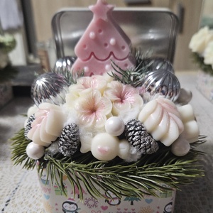 Karácsonyi illatviasz virág box (rózsaszín), , Gyertya-, mécseskészítés, MESKA