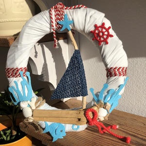 Nyári ajtódísz vitorlással (upcycling) - Meska.hu