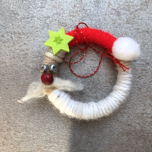 Mikulás karácsonyfadísz függönykarikából (upcycling), Karácsony, Karácsonyi lakásdekoráció, Karácsonyfadíszek, Mindenmás, MESKA