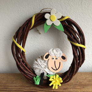 Bárányos ajtódísz (upcycling) - Meska.hu