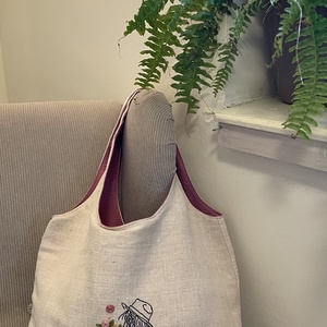 Vászon válltáska, Táska & Tok, Kézitáska & válltáska, Válltáska, Hímzés, Varrás, MESKA