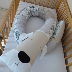 ,,ZOLICA Állatfejes hengerpárna/rácsvédő KUTYUS - Safari, bézs, szürke - otthon & életmód - babaszoba, gyerekszoba - rácsvédő & baldachin - Meska.hu