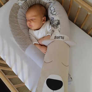 ,,ZOLICA Állatfejes hengerpárna/rácsvédő MACI - Safari, bézs, szürke - baba - mama - babaágyneműk - rácsvédő & baldachin - Meska.hu