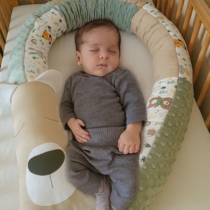 ,,ZOLICA Állatfejes hengerpárna/rácsvédő MACI - bézs, állatos, zsálya - Meska.hu