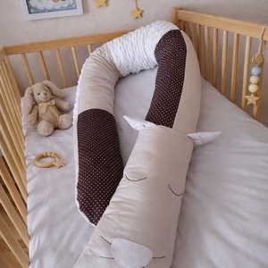 ,,ZOLICA Állatfejes hengerpárna/rácsvédő. CICA - bézs, barna, fehér, Baba - mama, Rácsvédő & Baldachin, Baba ágynemű, Varrás, MESKA