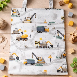 ,,ZOLICA Ovis ágyneműtartó táska - Munkagépek az úton, Játék & Sport, Ovis felszerelés, Egyéb ovis kiegészítő, Varrás, MESKA