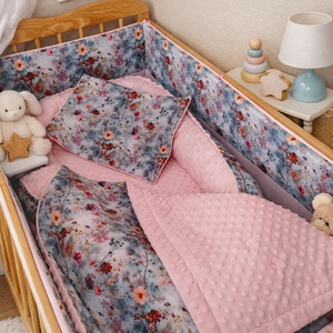 ,,ZOLICA Babaágynemű szett 4 részes PRÉMIUM PAMUTSZATÉN - virágtenger, Baba - mama, Baba ágynemű, Szett kiságyba, Varrás, MESKA