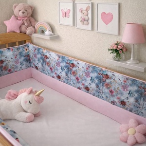 ,,ZOLICA Rácsvédő szivacsos PRÉMIUM PAMUTSZATÉN - virágtenger, Baba - mama, Baba ágynemű, Rácsvédő & Baldachin, Varrás, MESKA