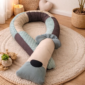 ,,ZOLICA Rácsvédő hengerpárna PÁRDUC - Bézs, barna, zsálya, Baba - mama, Baba ágynemű, Rácsvédő & Baldachin, Varrás, MESKA