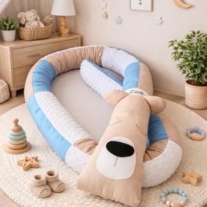 ,,ZOLICA Állatfejes hengerpárna/rácsvédő MACI - bézs, fehér, kék, Baba - mama, Baba ágynemű, Rácsvédő & Baldachin, Varrás, MESKA