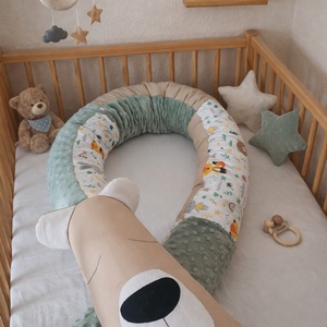 ,,ZOLICA Állatfejes hengerpárna/rácsvédő MACI - bézs, állatos, zsálya, Baba - mama, Baba ágynemű, Rácsvédő & Baldachin, Varrás, MESKA