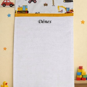 Ovis kéztörlő PRÉMIUM - Sárga munkagépek, Játék & Sport, Ovis felszerelés, Egyéb ovis kiegészítő, Varrás, MESKA