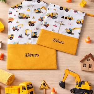 Ovis szett 2 részes - sárga munkagépek, Játék & Sport, Ovis felszerelés, Ovis szett, Varrás, MESKA