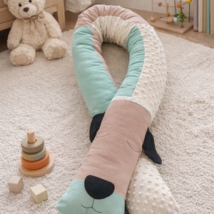 ,,ZOLICA Állatfejes hengerpárna/rácsvédő KUTYUS - barna, menta, bézs - Meska.hu