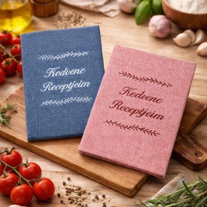 Receptfüzet hímzett borítóval - otthon & életmód - konyhafelszerelés, tálalás - sütés, főzés - receptfüzet - Meska.hu
