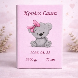 Babafotóalbum - rózsaszín, Esküvő, Emlék & Ajándék, Album & Fotóalbum, Hímzés, Varrás, MESKA