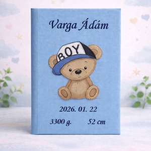 Babafotóalbum - kék, Esküvő, Emlék & Ajándék, Album & Fotóalbum, Hímzés, Varrás, MESKA