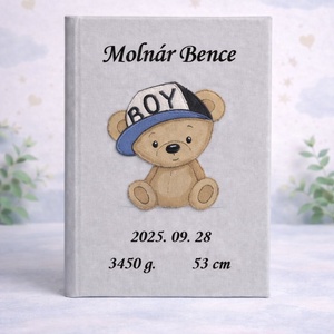 Babafotóalbum - szürke, Esküvő, Emlék & Ajándék, Album & Fotóalbum, Hímzés, Varrás, MESKA