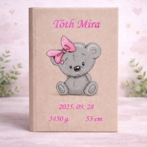 Babafotóalbum - világosbarna, Esküvő, Emlék & Ajándék, Album & Fotóalbum, Hímzés, Varrás, MESKA