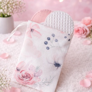 Öko kozmetikai korong szett - virágos tasakkal - kellékek & szerszámok - kozmetikai alapanyag - agyag - Meska.hu