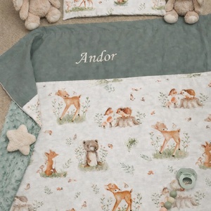 Baba / gyermekágynemű szett 2 részes HÍMZETT NEVES - Mackó és barátai - Meska.hu