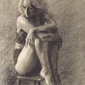 Nőalak, szénrajz - művészet - grafika & illusztráció - Meska.hu