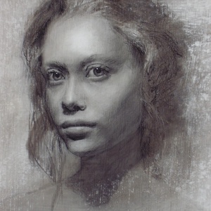 Lány portré, szénrajz, Művészet, Grafika & Illusztráció, Faszén, Festészet, 28x35 cm-es szénrajz, alapozott papíron. A kép egyedi alkotás, nem nyomat, a szénrajz le van fixálv..., MESKA