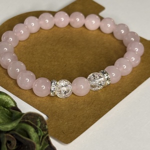 LELKI GYÓGYÍTÓ - Rózsakvarc  Hegyi kristály karkötő  , Ékszer, Karkötő, Ásványkarkötő, Ékszerkészítés, MESKA