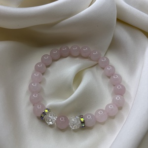 LELKI GYÓGYÍTÓ - Rózsakvarc  Hegyi kristály karkötő   - ékszer - karkötő - ásványkarkötő - Meska.hu