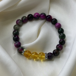 BŐSÉG - Lilaperzsa jáde  Citrin karkötő - ékszer - karkötő - ásványkarkötő - Meska.hu