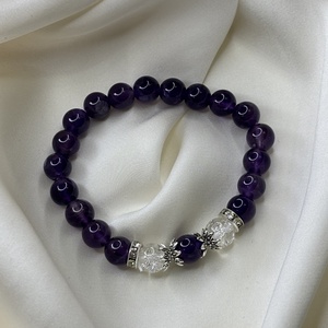  NYUGTATÓ - Ametiszt  Hegyi kristály karkötő - ékszer - karkötő - ásványkarkötő - Meska.hu