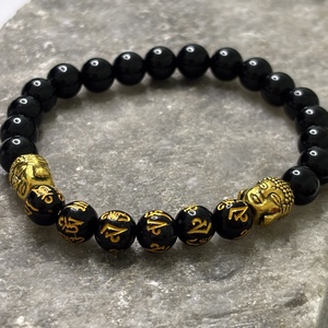 VÉDELEM - Mantra gyöngyök   Fekete obszidián karkötő - ékszer - karkötő - ásványkarkötő - Meska.hu