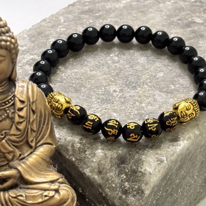VÉDELEM - Mantra gyöngyök   Fekete obszidián karkötő - Meska.hu