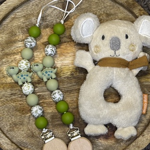 Zöld dínós szilikon cumilánc  biztonságos és vidám baba kiegészítő, Játék & Sport, 3 éves kor alattiaknak, Cumilánc, Ékszerkészítés, MESKA