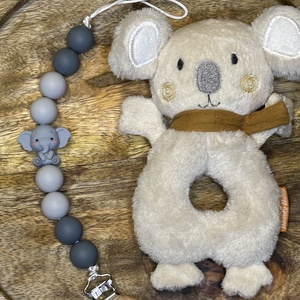 Szürke elefántos szilikon cumilánc  biztonságos és aranyos baba kiegészítő - játék & sport - 3 éves kor alattiaknak - cumilánc - Meska.hu