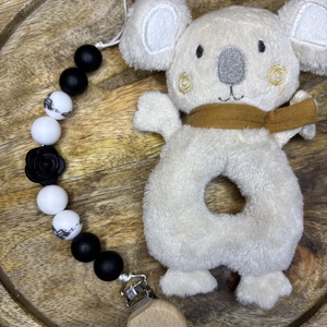 Fekete-fehér szilikon cumilánc  stílusos és biztonságos baba kiegészítő - játék & sport - 3 éves kor alattiaknak - cumilánc - Meska.hu